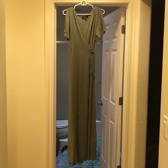 olive green wrap maxi dress